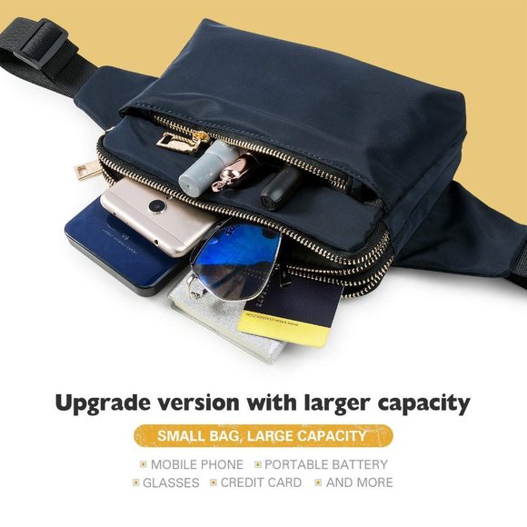 WAIST Bag Fanny Pack Travel Dark Navy - Picture 5 of 9